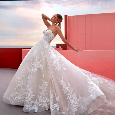 tulle pink dress Layers Tulle Ball Gown Wedding Dress Drama Pink Wedding Dress AWD1919
