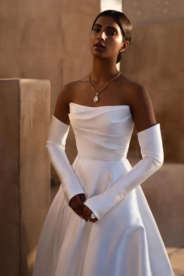 short wedding dress with long sleeves Long Sleeve Short Wedding Dress (#Claudine) main image 0