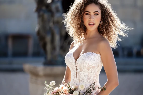 Flares Bridal + Formal | What Wedding Dress Silhouettes Best Highlight Intricate Lace Details